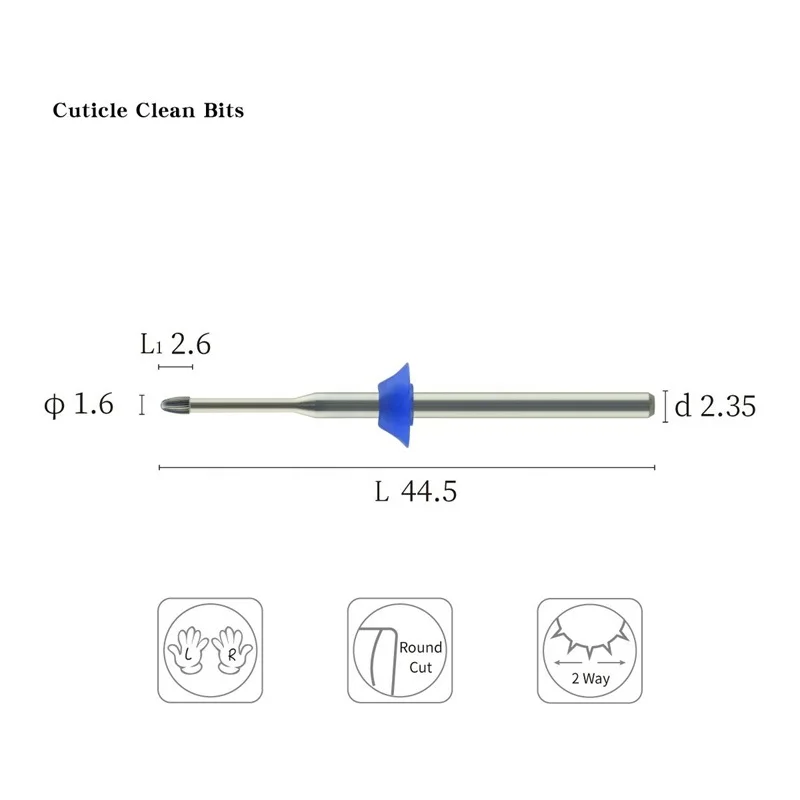 Mini 3/32 Acrylic Cuticle Clean Drill Bit Sharp Gold Cuticle Drill Bits