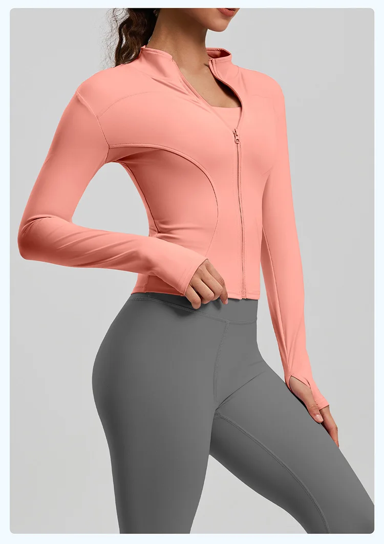 Custom Solid Color Yoga Clothing Women's Fitness Yoga Top Seamless Breathable Sportswear 2-piece Set Yoga Leggings and Jacket