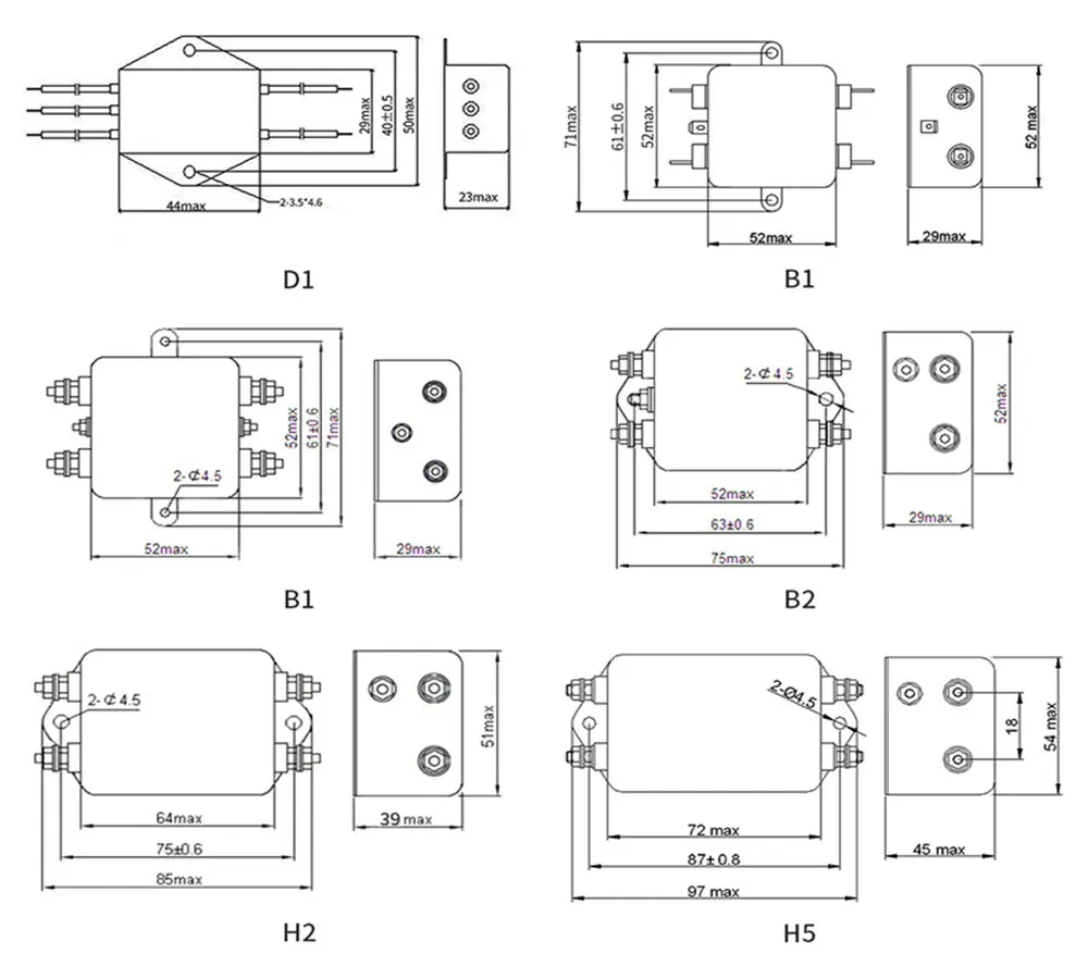 Single-Stage AC 250V 1A-200A Single Phase Power Filter LV Products manufacture