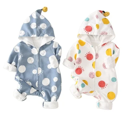 Комбинезон для новорожденных мальчиков и девочек, Осенняя детская одежда, комбинезоны с капюшоном и длинными рукавами для маленьких мальчиков