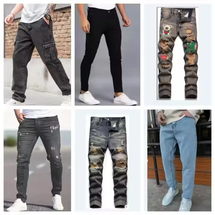 Abbigliamento in eccedenza con etichette di marca da uomo pantaloni in  Denim da ragazzo Super a basso prezzo pantaloni Jeans Jeans Skinny dritti