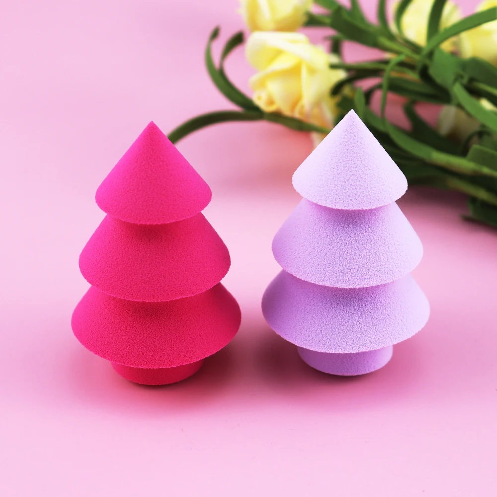 Christmas Tree Shaped Makeup Sponge Cosmetic Make up Sponge for Facial Cosmetic Puff Wholesales