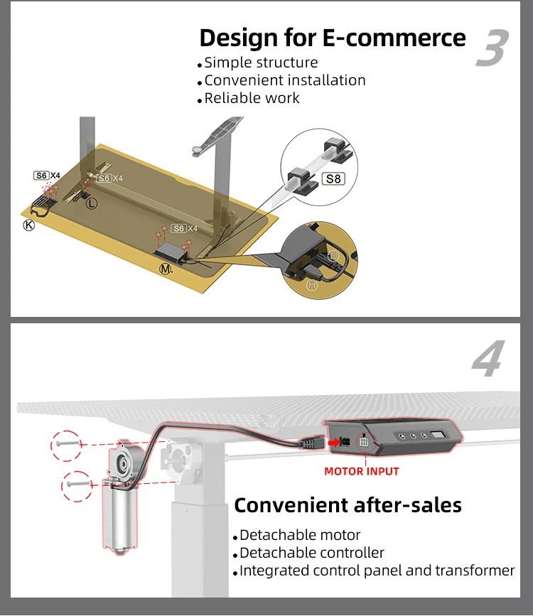 Icockpit Factory Price Home Office Sit Stand Desk Elegant Workspace Electric Height Adjustable Standing Desk with Black Frame