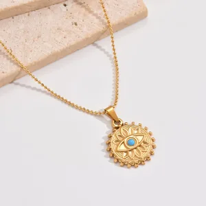 Europe United States New Brand Devil's Eye Diamond Pendant Gold-Plated Stainless Steel Women's Sporty Collarbone