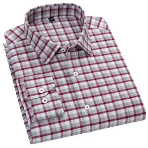 Young Men's Business Casual Long-Sleeved Shirt New Spring Autumn Plaid Striped Twill Quick Dry Sustainable Pure Cotton