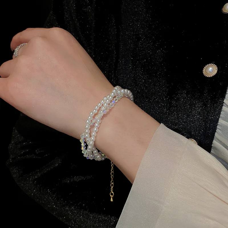 HOVANCI Custom Gold Plated Single Fresh Water Pearl Bracelet Trendy Multiple Layer Winding String Beaded Bracelet Bulk