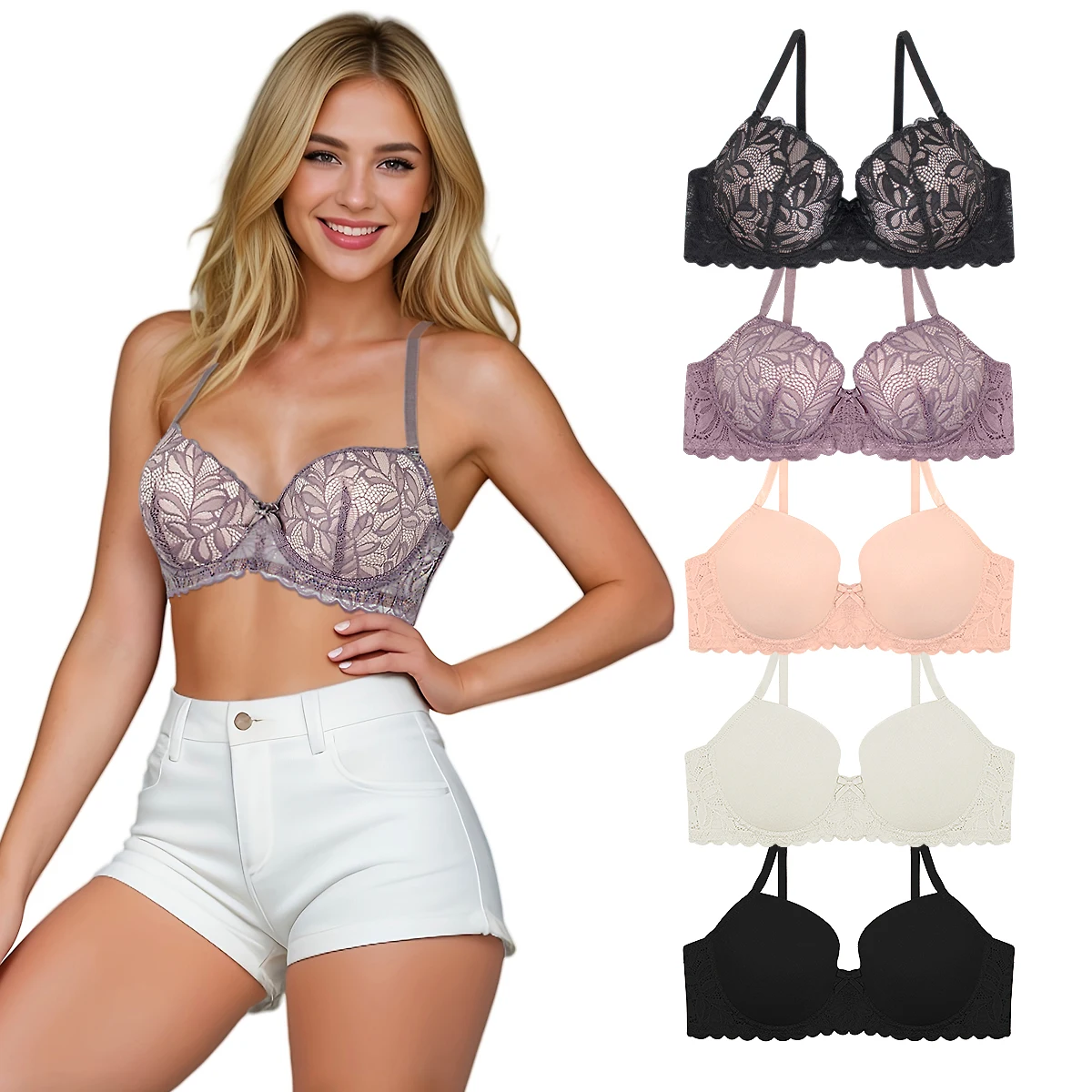 Plus Size Sexy Lace Gather Bra