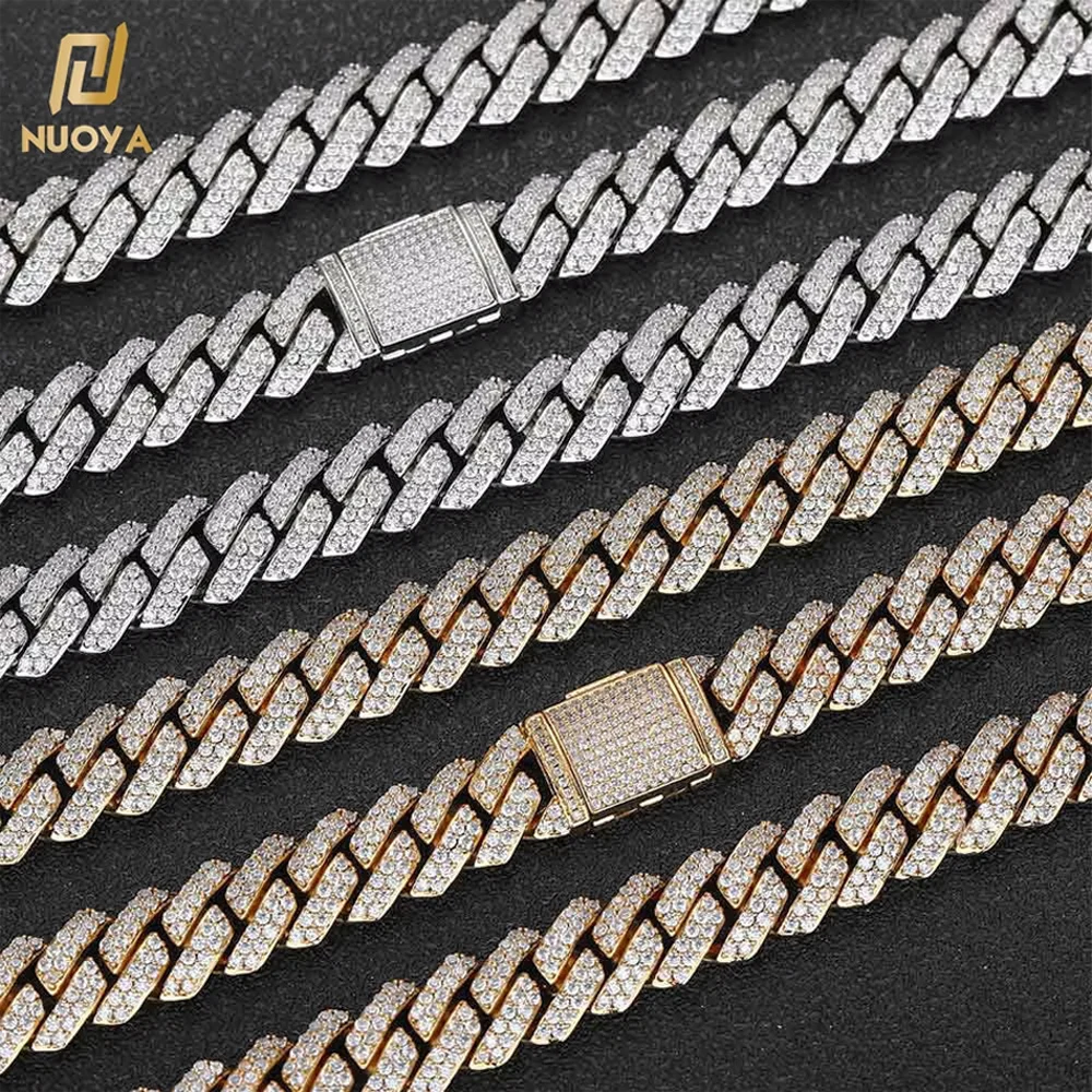 Nuoya 10mm Luxury Iced Out CZ Diamond Cuban Link Chain