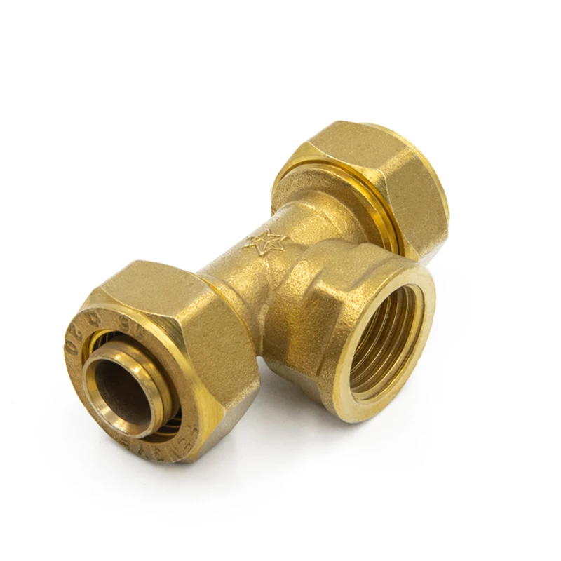 Hot products 58-2 brass 1/2 inch female thread tee screw fitting 3 way brass garden fitting for PAP 