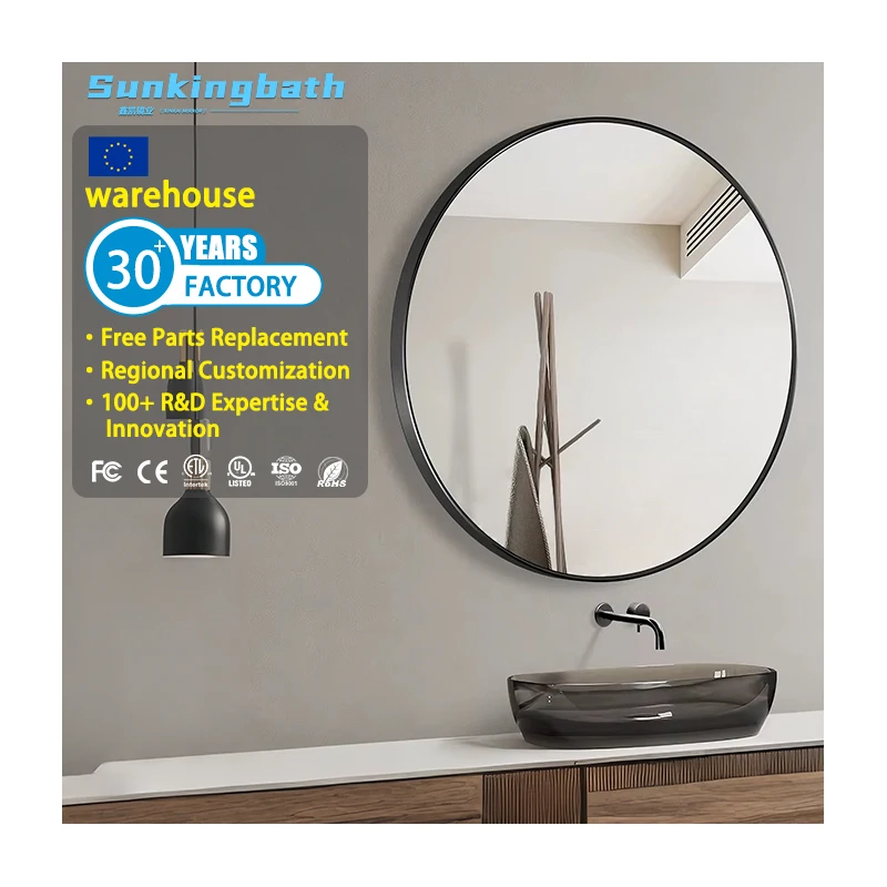 Elegant Framed Round Mirror Simple Style Makeup Mirror Bright View Wall Mount Mirror Designed for Bathroom Use