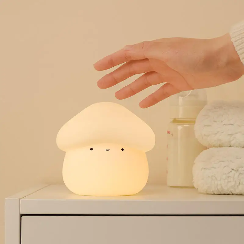 2024 Mew Design Mushroom Shape Mini Silicone Night Lamp Light Cute Small Kids Gift Cartoon Night Light