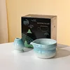 FJT Bow Knot Belly Bowl Stand Kiln เปลี่ยนกล่องของขวัญสีน้ำเงินสีดำ