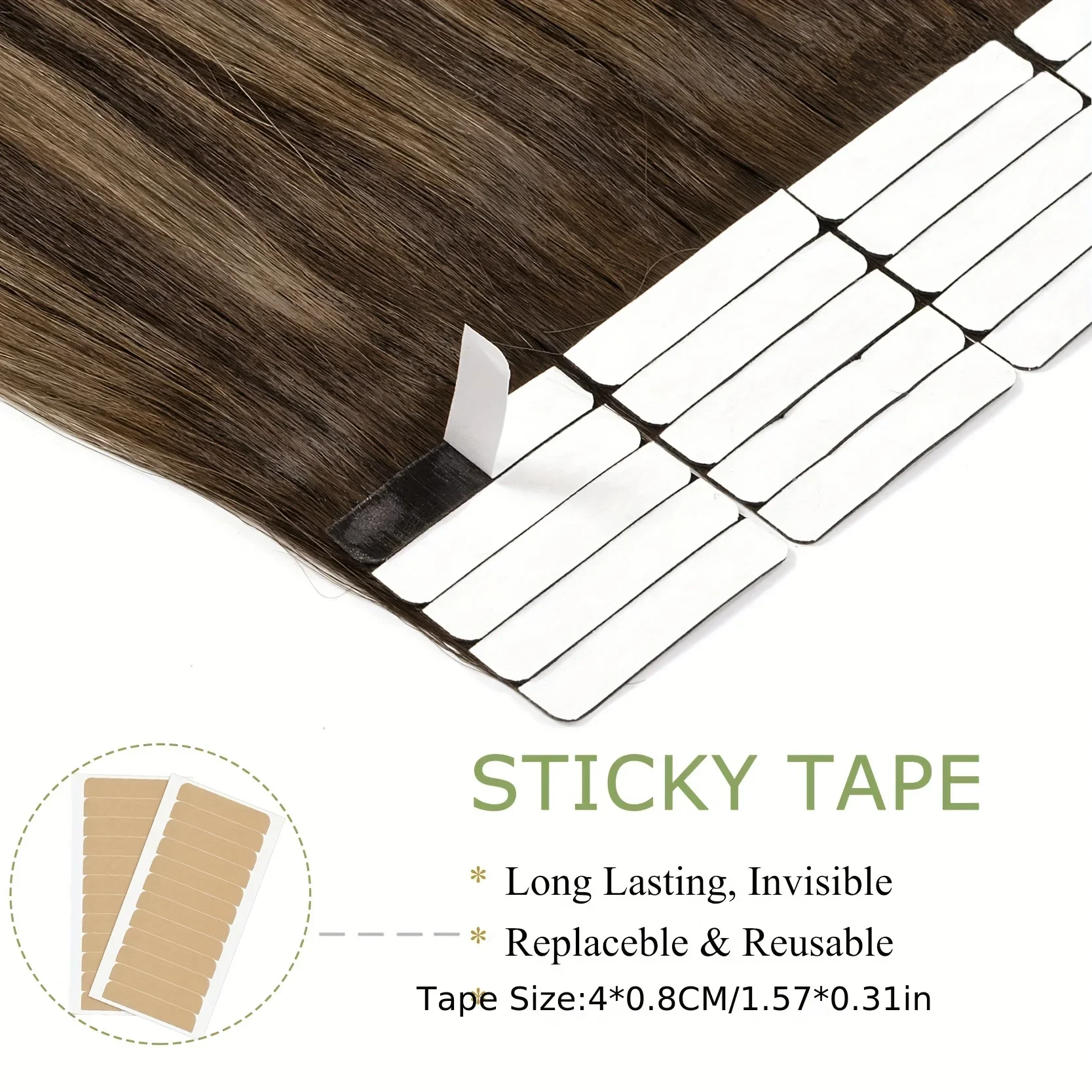 Rooted Dark Brown Chestnut Brown Highlight Tape Extensions_voghion.com