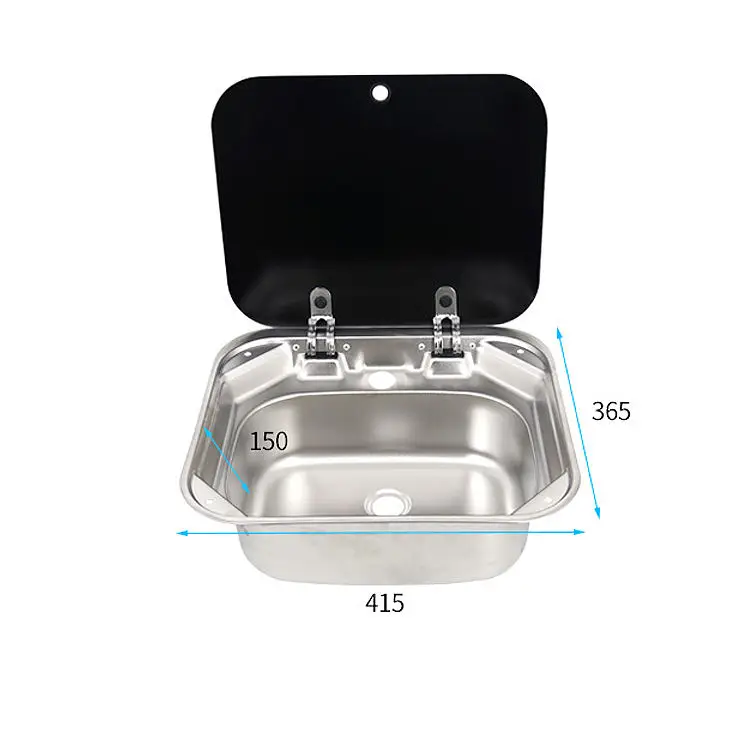 Single Bowl Toughened Glass Above Counter 304 Stainless Steel Camper
