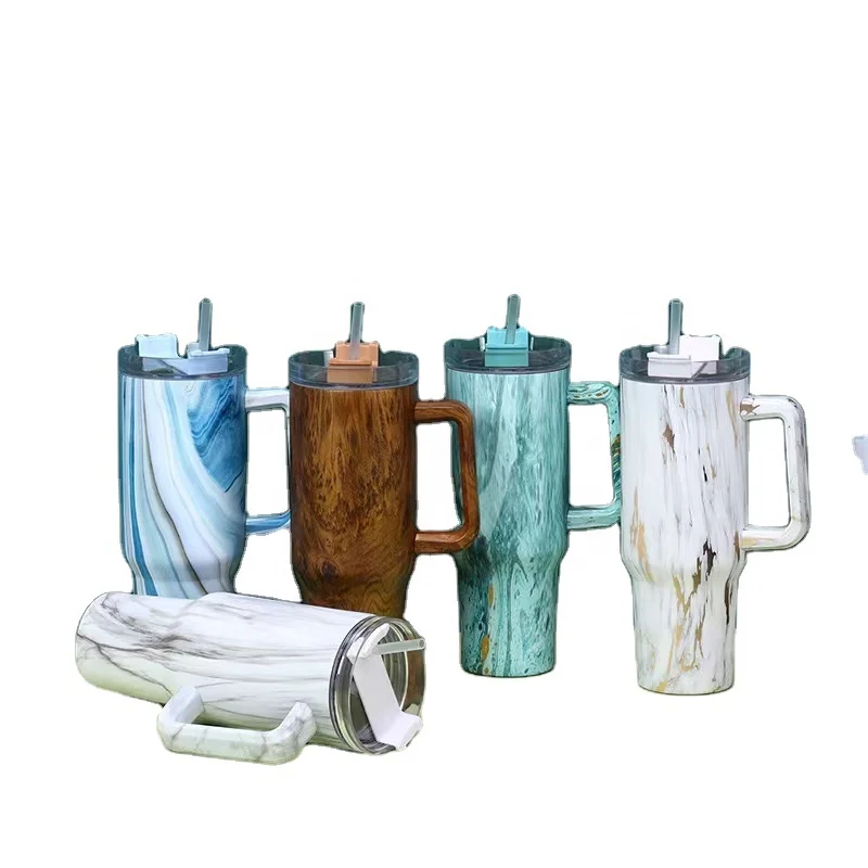 Large Capacity 40OZ Sports Design Car Cup with Straw Vacuum Bottle Cola Shape for Camping 40 Ounce Texture Coaster
