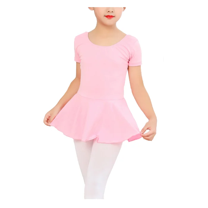 Детская танцевальная одежда платье-пуловер боди балетное гимнастическое трико с коротким рукавом для