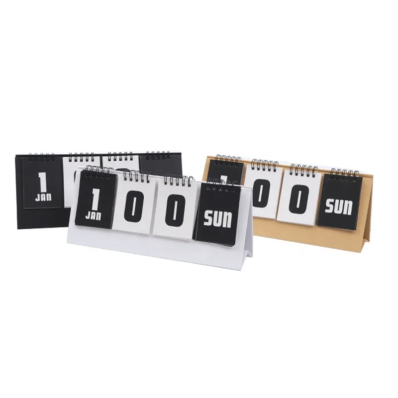 Custom Printed Simple Perpetual Desktop Countdown Calendar Practical Reminder for Office and Home Use