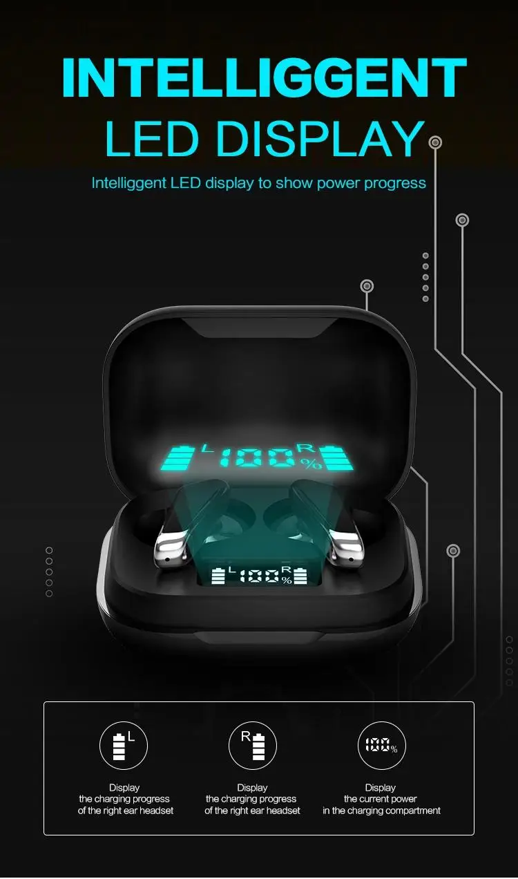Handsfree wireless headphone earphone noise cancelling wireless headset earbuds