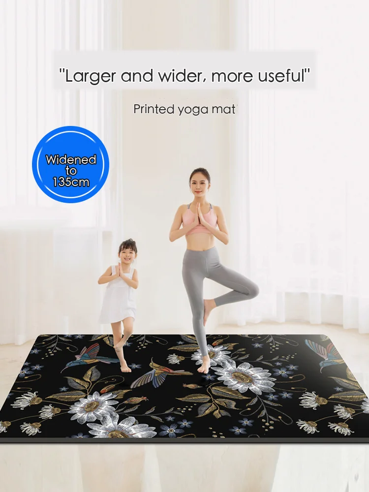 Printed TPE Double Yoga Mat, Extra Long Wide Thick, Cartoon Suede for Kids Crawling and Jump Rope