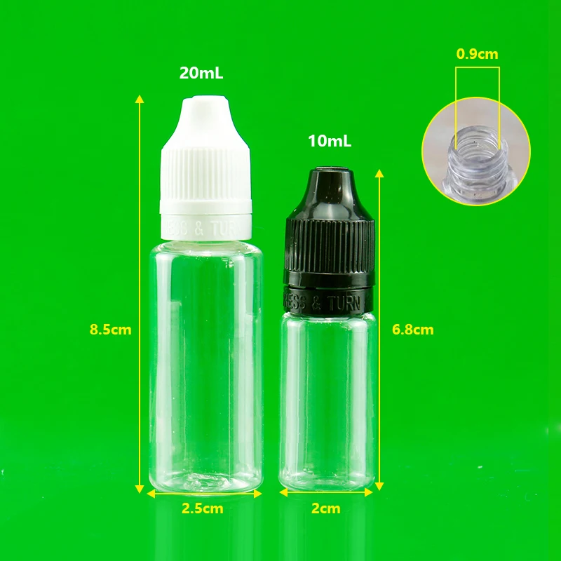 Dropper Bottle PET Plastic Empty 10ml 30ml 60ml 100ml 120ml Liquid Oil Black with Black Tip Food Screen Printing Free Samples