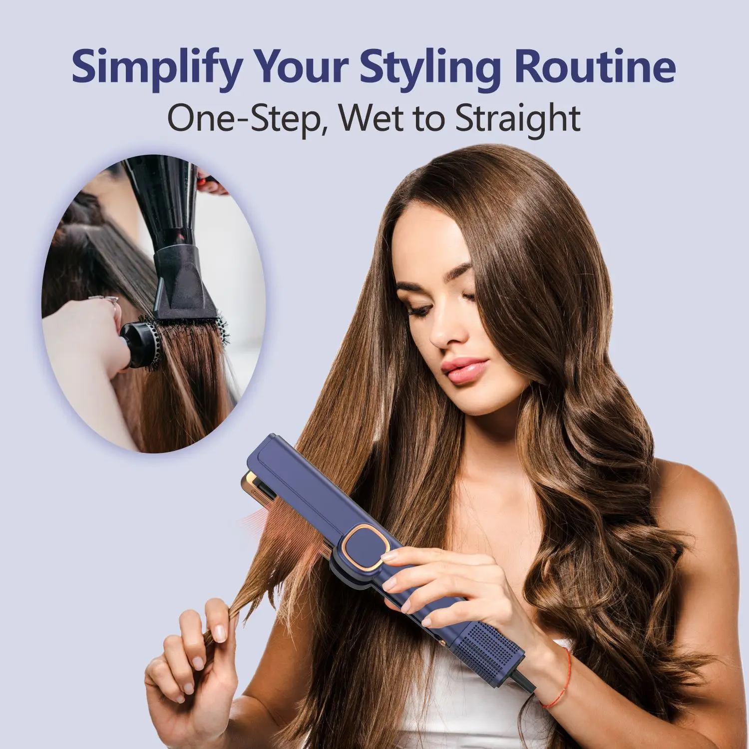 Multistyler Wet and Dry Dryer and Airstraightner Custom Airstyler Reverse air Ionic Vacuum Flat Iron Hair Straightener with Lcd