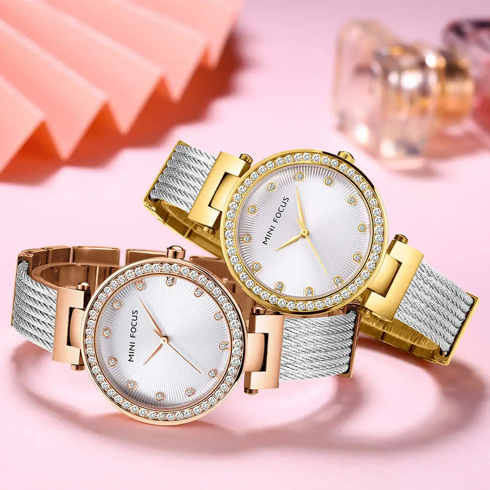 MINI FOCUS MF 0423L Casual Quartz Watches Set for Women Diamond Waterproof Fashion Brand Watch Luxury Women