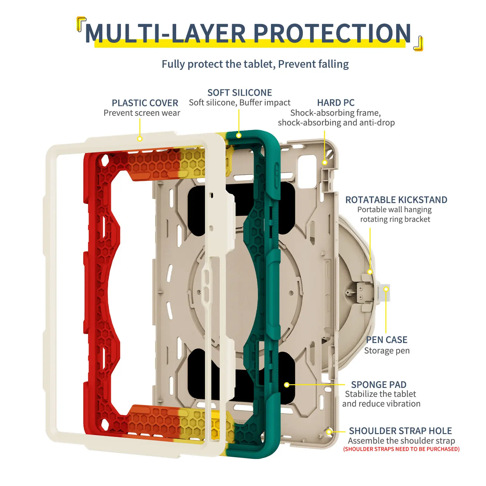 product fashionable shockproof armored tablet computer case for huawei matepad pro 126 stylish tablet covers  cases with stand-4