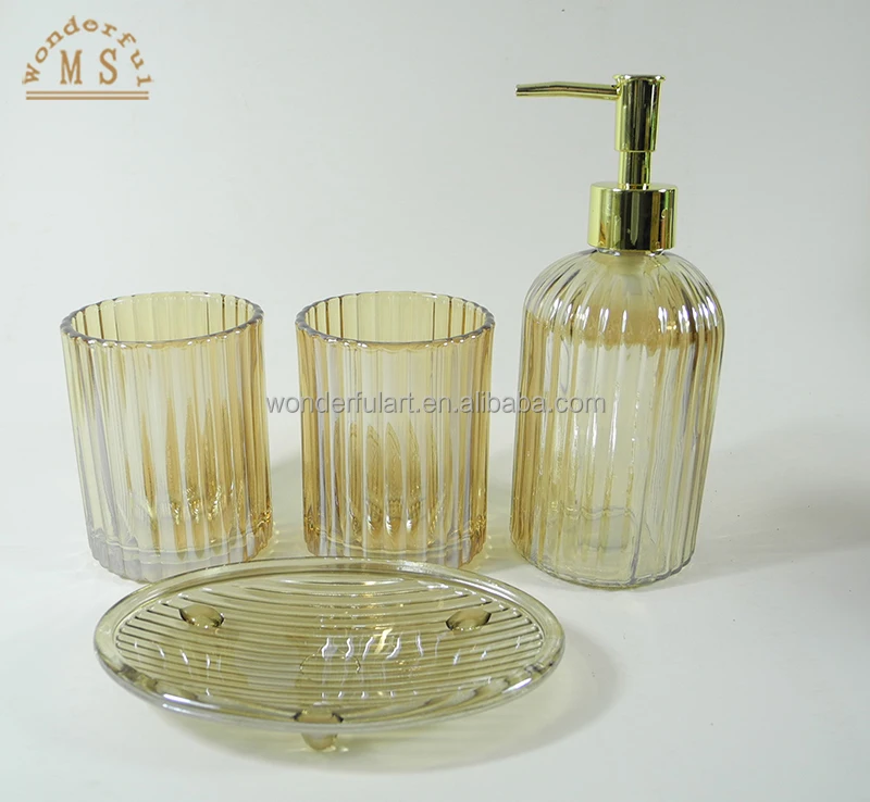 Easy life luxury glass bathroom sets accessories european style soap dispenser set for hotel home decoration
