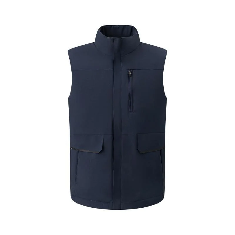 Fleece-lined Youth Vest Stand Collar Printed Workwear Featuring logo Text Thickened Cotton Autumn/winter Outdoor Windproof Vest