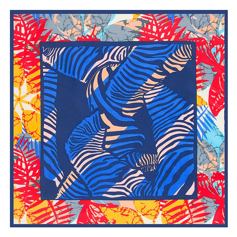 Женский саржевый шелковый шарф, маленькие квадратные шарфы размером 60 х60 см с принтом листьев, повязка на голову, хиджаб для весны