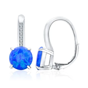 925 Sterling Silver Women Wholesale Fashion Jewelry Opal French Lock Earrings