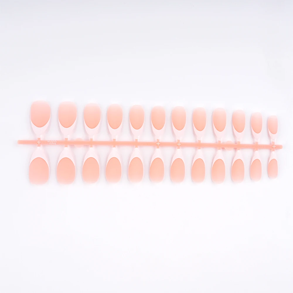150 Pcs Pre-applied Tip Primer & Base Coat Cute French Tip Nails Brown Extra Short Square French Tip Press on Nails 15Sizes
