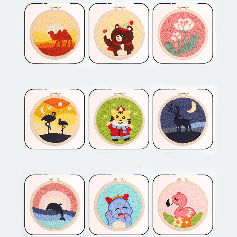 Punch Needle Coasters Kit Easy DIY Punch Needle Embroidery Kit for Beginners Adults Kids Including Patterns Art Craft Supplies