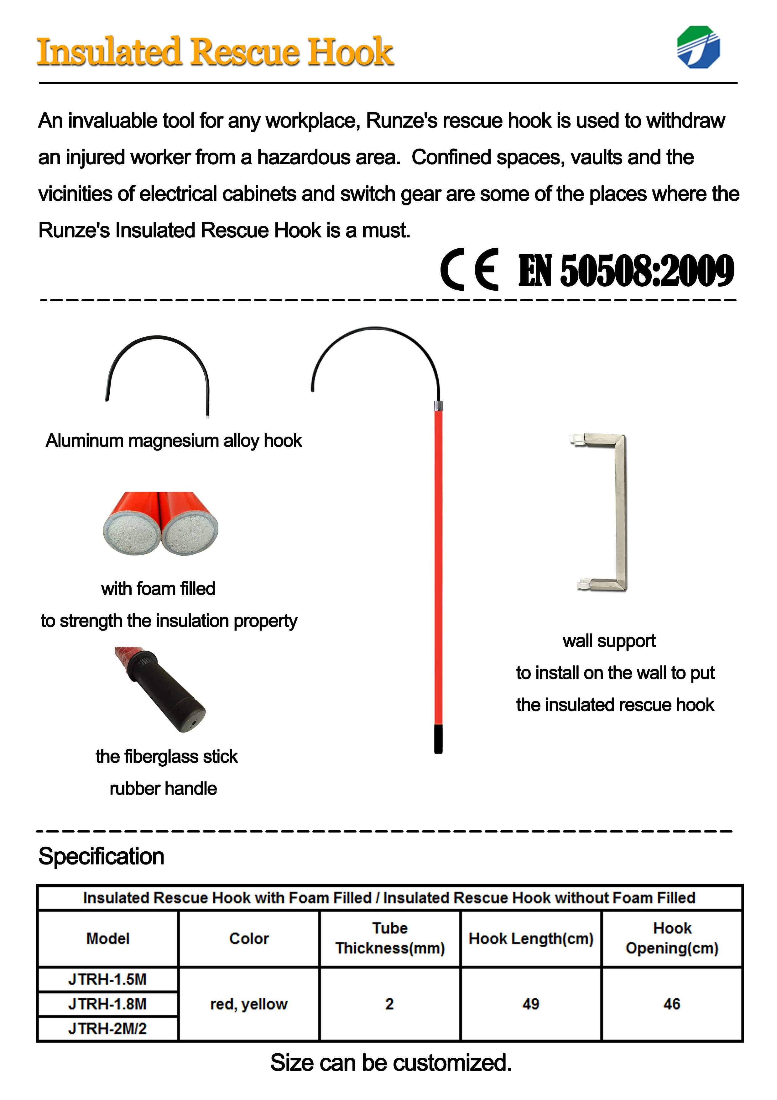High Quality High Voltage Electrical Insulated Rescue Hook