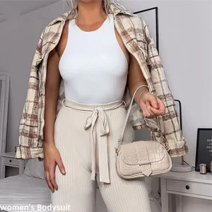 Ins Seamless Elastic Double-Layer Sleeveless Vest Jumpsuit Round Neck Tight Bottomed Shaper Bodysuit Intimates Women