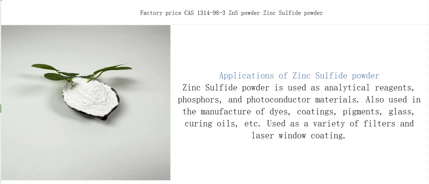 Zinc Sulfide For Optical Coating Density 99 Zns Powder 3um High Purity