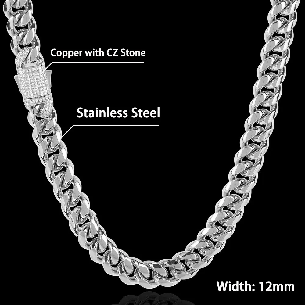 15mm Hip Hop Cadena Da Uomo Ghiacciata Con Catena Cubana A Maglie In Oro Con Punte Di Ghiaccio Cubano Collana Donna - Foto 9