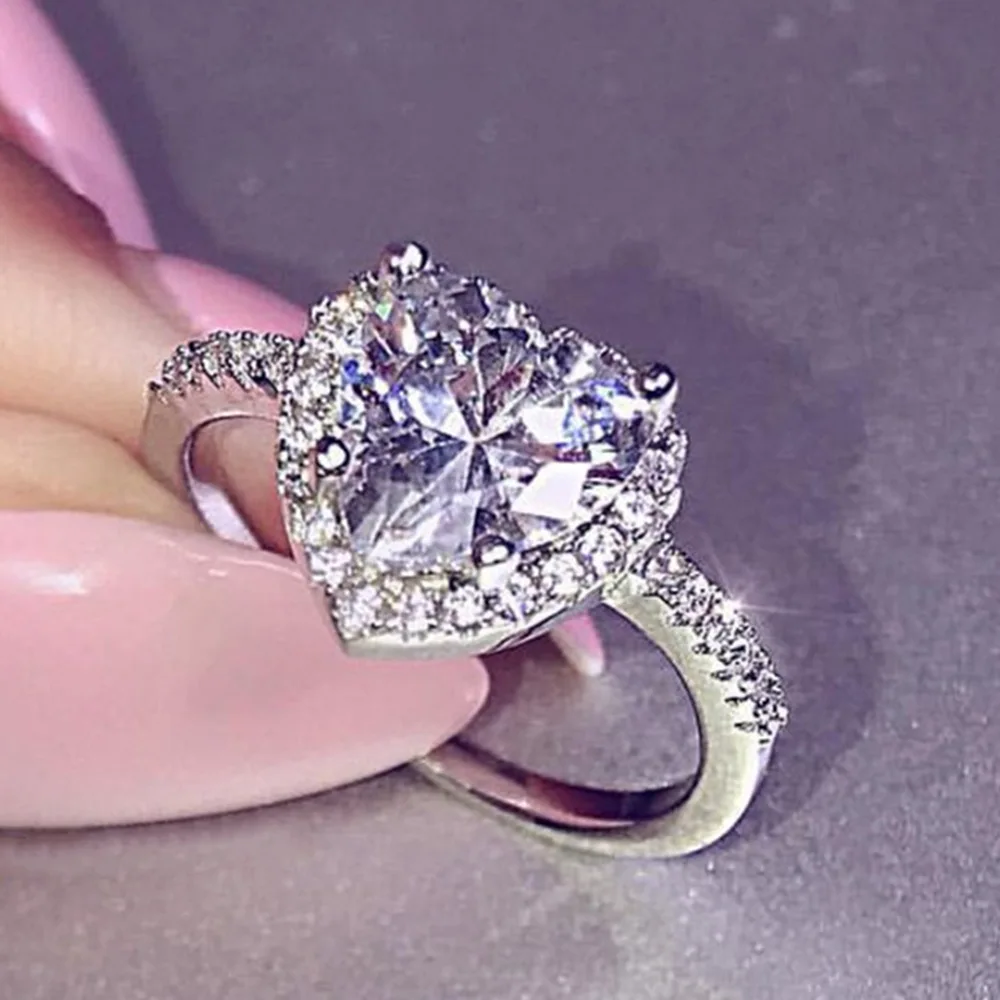 PREtty-2 Fashion Crystal Heart Shaped Wedding Rings Womens Zircon Engagement Rings Glamour Jewelry,9 PREtty-2 Fashion Crystal Heart Shaped Wedding Rings Womens Zircon Engagement Rings Glamour Jewelry,9