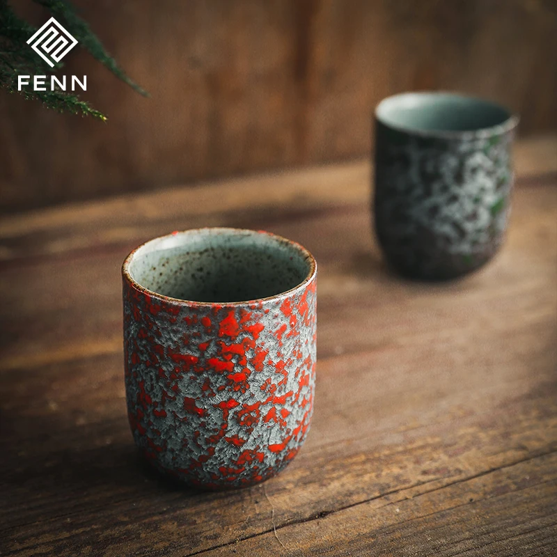 product fenn wholesale japanese style retro stoneware kung fu tea cup ceramic coffee cup with gift custom logo 120ml-60