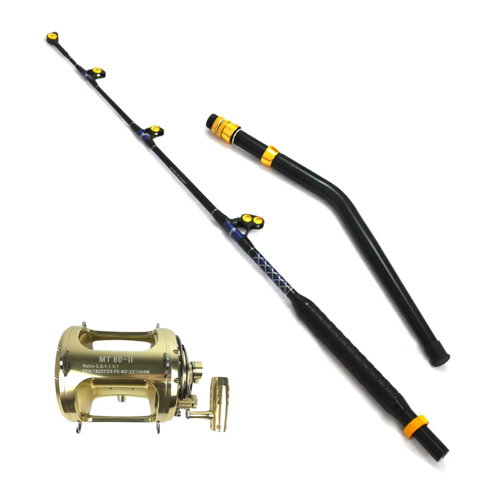 大型魚用海水トローリング釣り竿と80wリールコンボ ヘビーデューティー