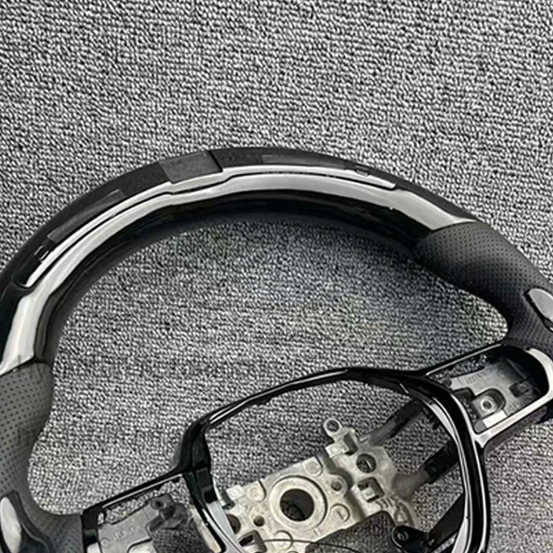 Modified All Black Carbon Fiber LED Perforated Leather Steering Wheel for Honda Civic 11th Gen Car Steering Wheel