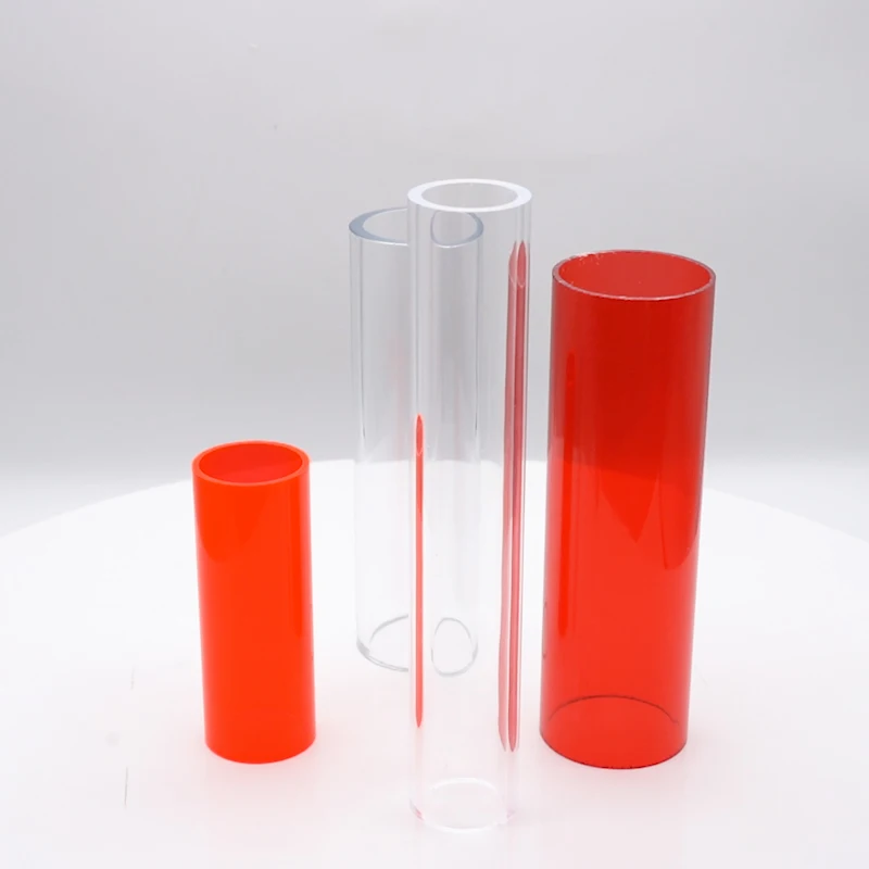 Yingchuang High Quality Customized Size Laser Cut Size Lucite MMA 100% Raw Virgin Red Acrylic Tube for Decoration