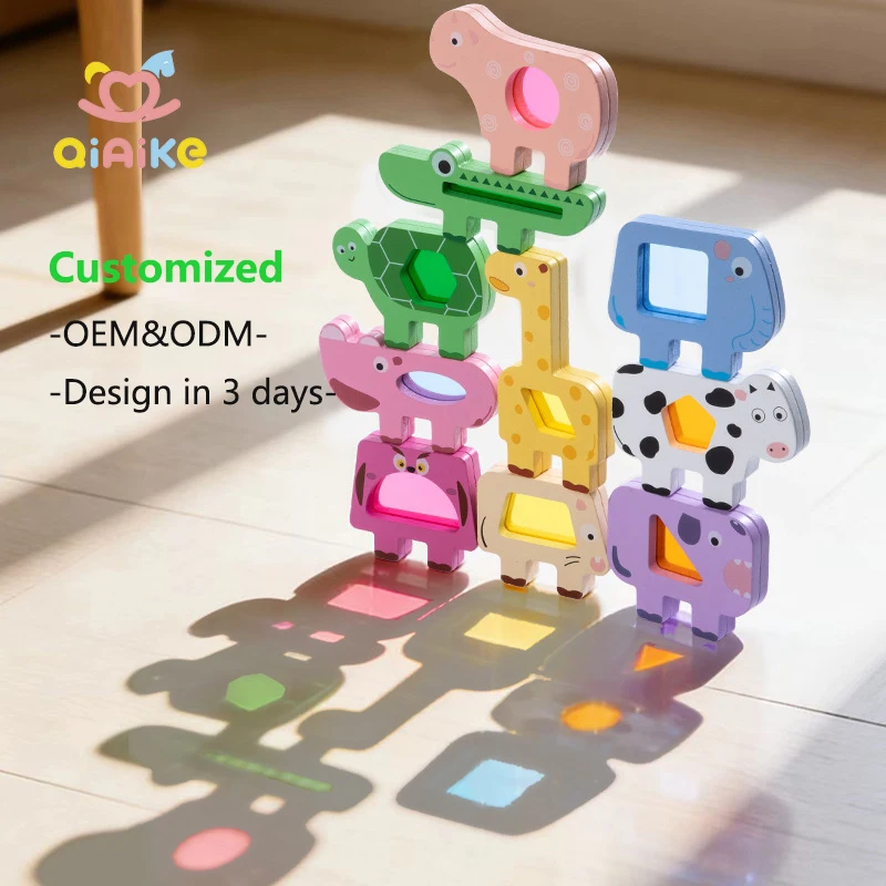 Çocuklar İçin Ahşap Erken Eğitim Bilişsel Hayvan Arabası Dengeleme ve Yığma İnşa Blokları Oyunu Eğitim Bulmacaları Oyuncak Montessori Oyuncakları