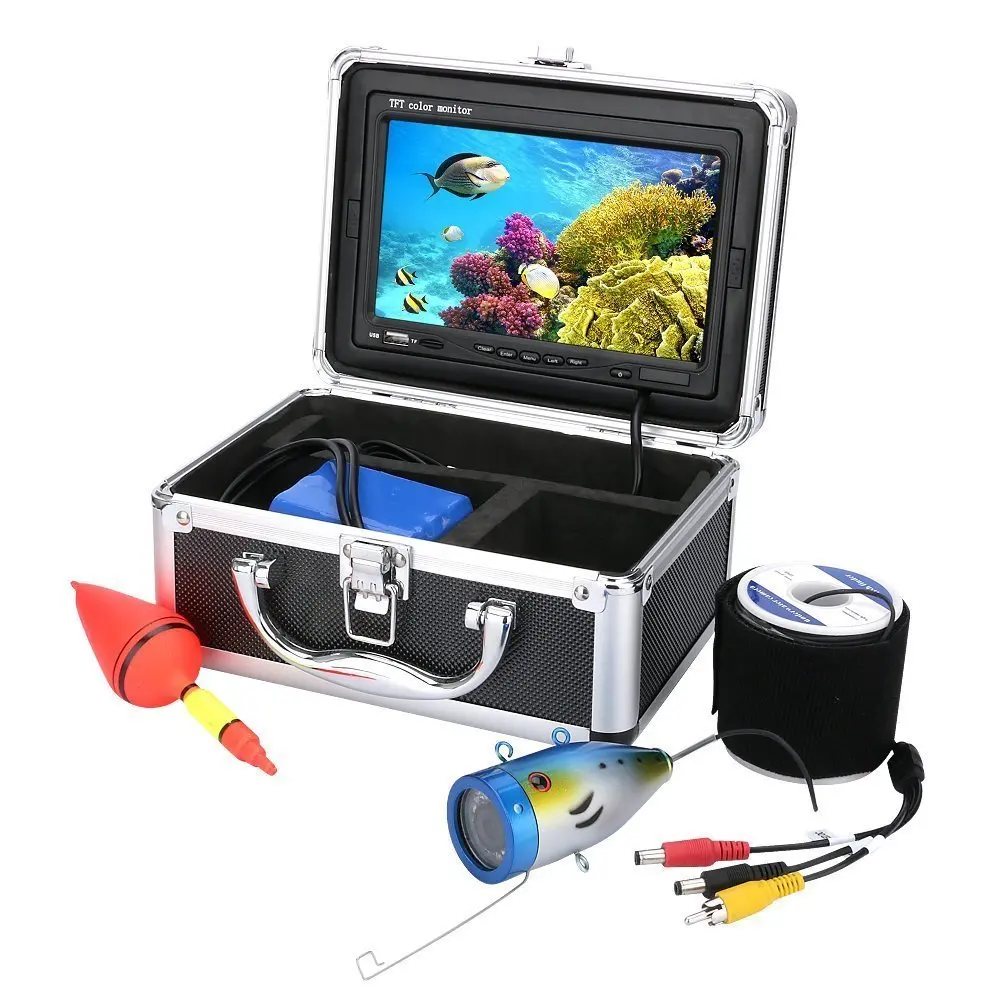 1000TVL HD waterdichte onderwatervisvideocamera 7″Kleuren HD-monitor 12 stuks witte LED's 15 m kabel gebruikt voor ijsvissen