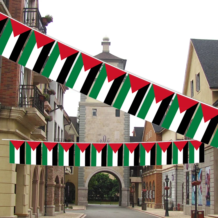 Palestine String Flag Polyester Fabric National Country Flag for Birthday Party Festival Decoration