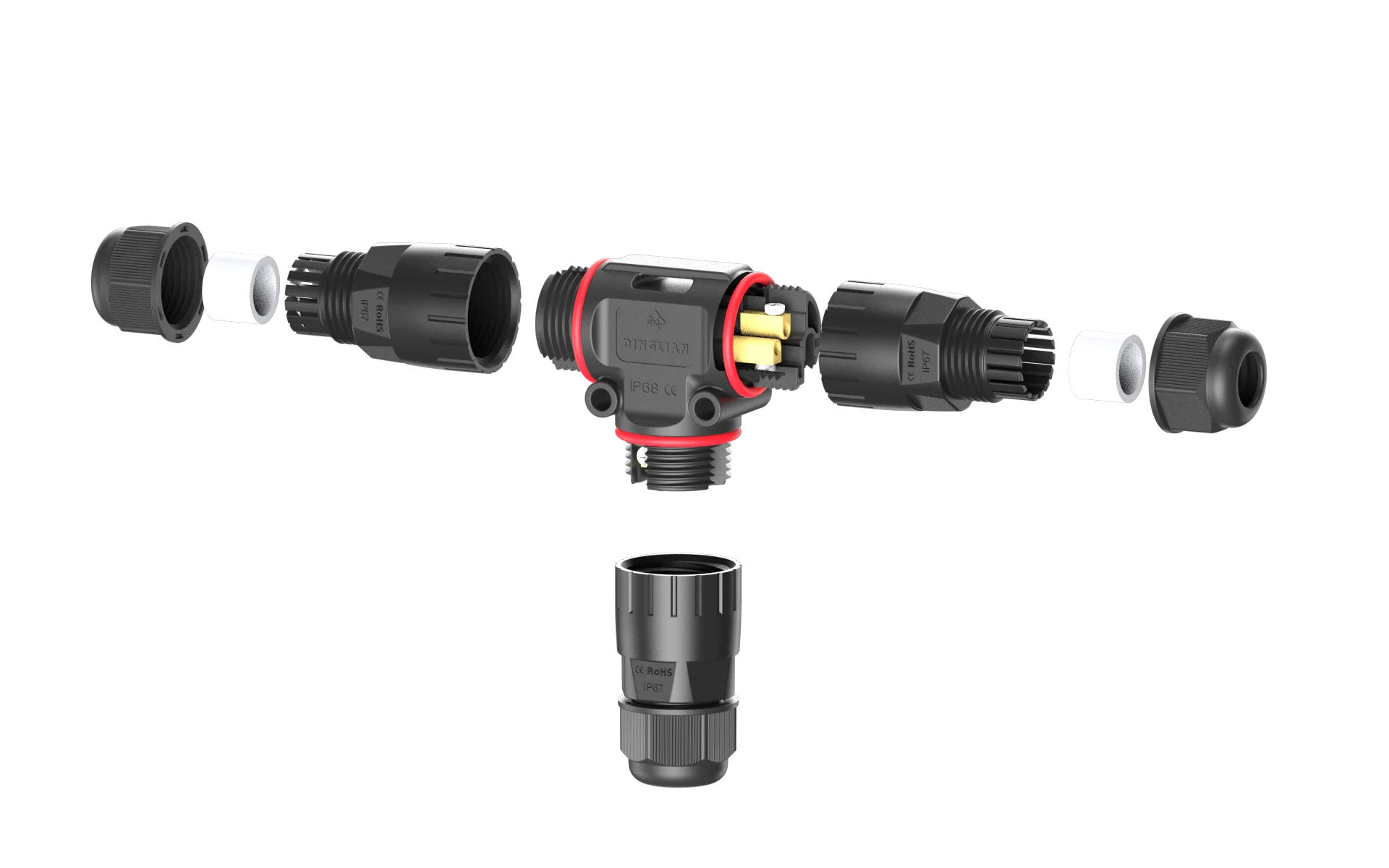 M20 Nylon 2 Pin Waterproof Connector Ip68 Low Voltage T Type Quick