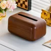 Walnut wood color - dark brown - tissue box - flat