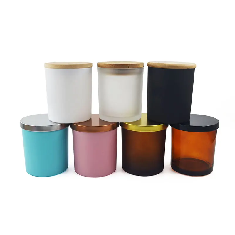 Empty Candle Vessel Luxury Frosted Matte Black Glass Candle Jars ...