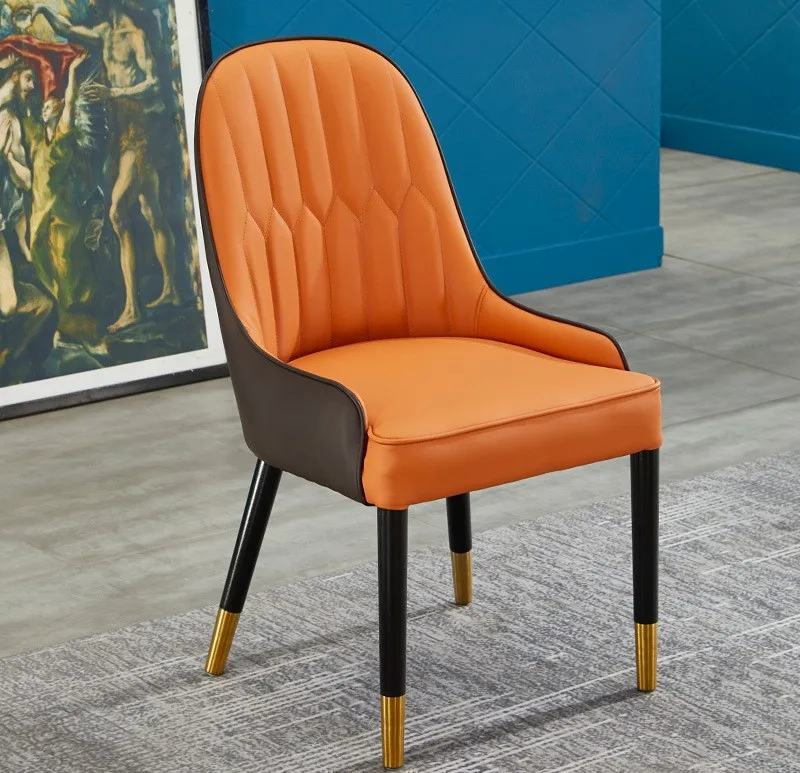 Modern Leather Top Grain Wood Chairs For Hotel Restaurant Dining Room