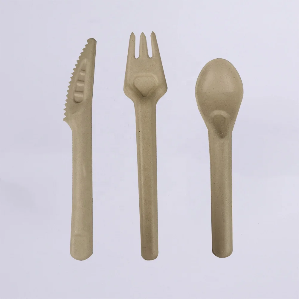 100% Biodegradable Disposable Sugarcane Bagasse Knife Fork Spoon - Buy ...